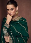 Green Silk Embroidered Palazzo Suit for Engagement - 2