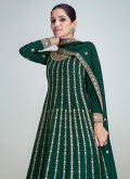 Green Silk Embroidered Pant Style Suit for Engagement - 1