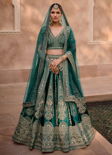 Green Silk Embroidered Readymade Lehenga Choli for Bridal