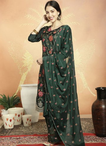 Green Silk Embroidered Salwar Suit for Ceremonial