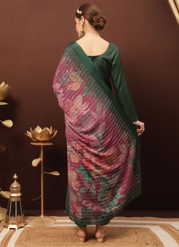 Green Silk Embroidered Trendy Salwar Kameez for Ceremonial