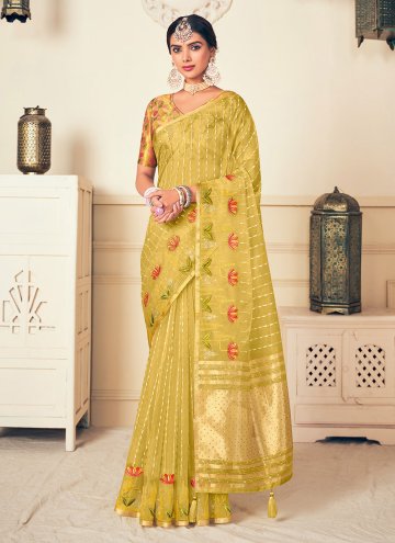 Green Silk Embroidered Trendy Saree