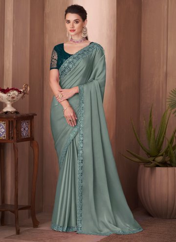 Green Silk Embroidered Trendy Saree for Ceremonial