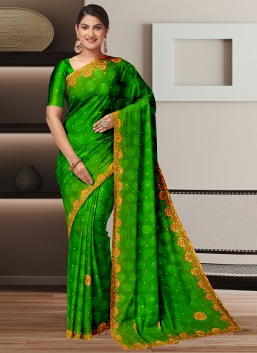 Green Silk Hand Work Designer Saree for Ceremonial