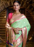 Green Silk Meenakari Classic Designer Saree for Engagement - 1