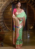 Green Silk Meenakari Classic Designer Saree for Engagement - 2