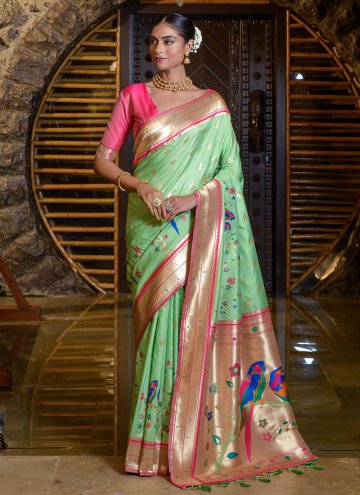 Green Silk Meenakari Classic Designer Saree for Engagement