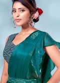Green Silk Plain Work Trendy Saree for Reception - 1