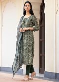 Green Silk Print Trendy Salwar Kameez - 3