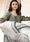 Green Silk Printed Salwar Suit for Festival - 1