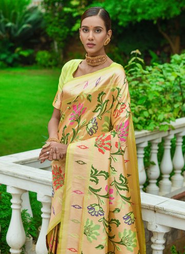 Green Silk Woven Contemporary Saree for Engagement