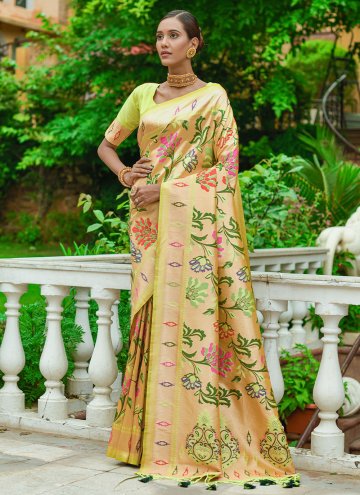 Green Silk Woven Contemporary Saree for Engagement