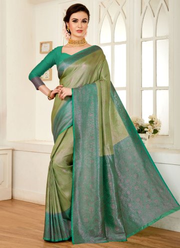 Green Silk Woven Contemporary Saree for Festival