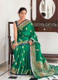 Green Silk Woven Designer Traditional Saree for Festival - 1