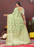 Green Soft Cotton Woven Contemporary Saree for Ceremonial - 2