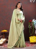 Green Soft Cotton Woven Contemporary Saree for Ceremonial - 3