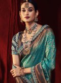 Green Traditional Saree in Art Silk with Dimond - 1