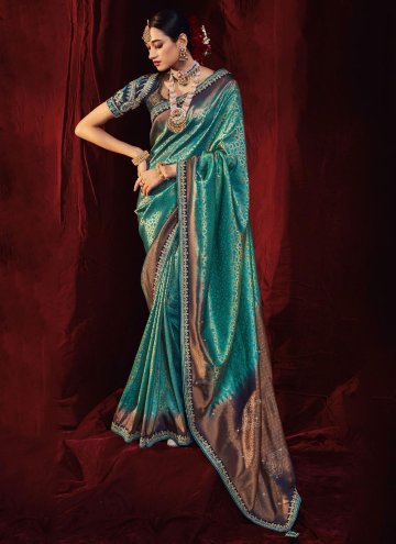 Green Traditional Saree in Art Silk with Dimond