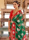 Green Traditional Saree in Patola Silk with Woven - 1