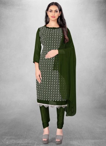 Green Trendy Salwar Kameez in Georgette with Embro