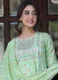Green Trendy Salwar Kameez in Viscose with Embroidered - 1