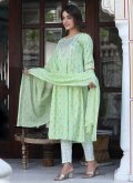 Green Trendy Salwar Kameez in Viscose with Embroidered - 3