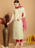 Green Trendy Salwar Suit in Chanderi with Embroidered - 2