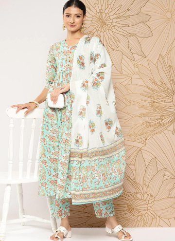 Green Trendy Salwar Suit in Cotton  with Printed