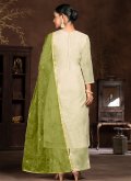 Green Trendy Salwar Suit in Organza with Hand Work - 2