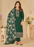 Green Trendy Salwar Suit in Silk with Embroidered - 2