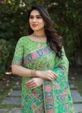 Green Trendy Saree in Cotton  with Printed - 1
