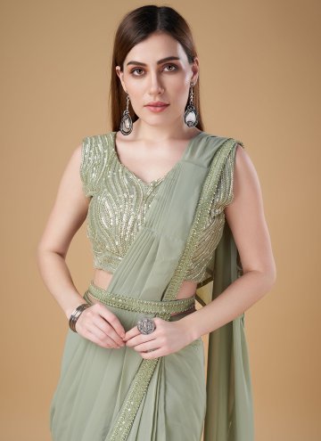Green Trendy Saree in Georgette with Border