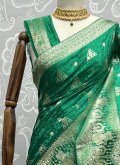 Green Trendy Saree in Jacquard Silk with Thread - 1