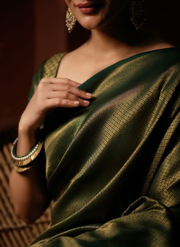 Green Trendy Saree in Kanjivaram Silk with Woven