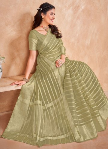 Green Trendy Saree in Organza with Woven