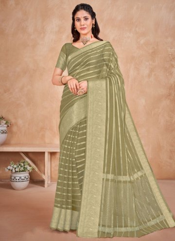 Green Trendy Saree in Organza with Woven