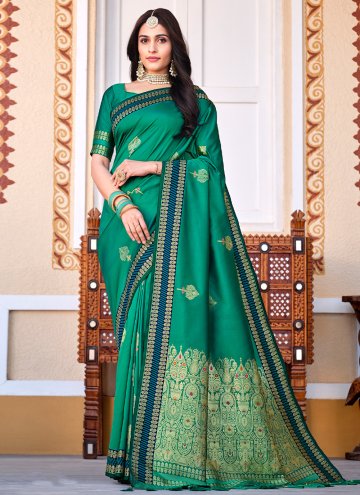 Green Trendy Saree in Silk with Border