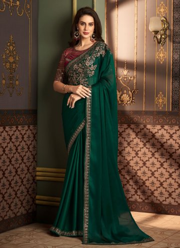 Green Trendy Saree in Silk with Border