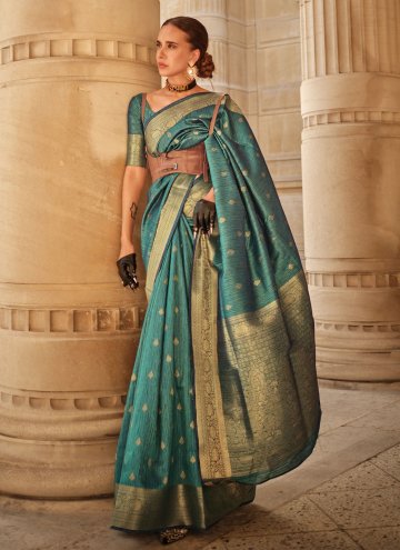 Green Trendy Saree in Silk with Woven