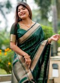 Green Tussar Silk Woven Classic Designer Saree for Ceremonial - 1