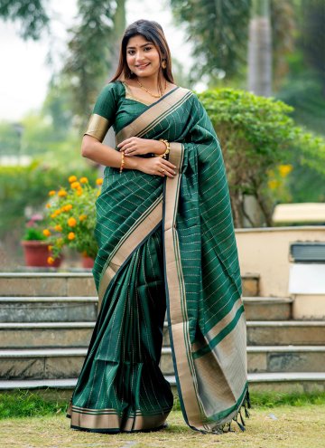 Green Tussar Silk Woven Classic Designer Saree for