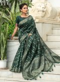 Green Tussar Silk Woven Designer Saree - 2