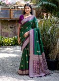 Green Tussar Silk Woven Designer Saree - 3
