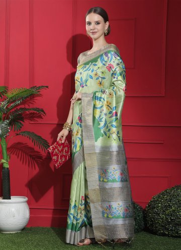 Green Tussar Silk Woven Designer Saree for Festiva