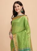Green Tussar Silk Woven Trendy Saree for Casual - 1