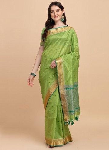 Green Tussar Silk Woven Trendy Saree for Casual