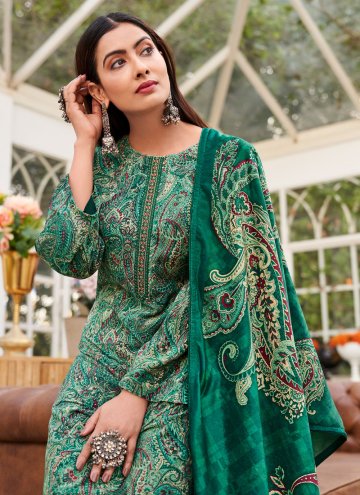 Green Velvet Resham Work Pakistani Suit