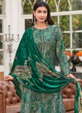 Green Velvet Resham Work Pakistani Suit - 2