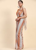 Grey and Orange Imported Embroidered Trendy Saree for Ceremonial - 2