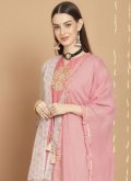 Grey and Pink color Chanderi Silk A Line Lehenga Choli with Embroidered - 1